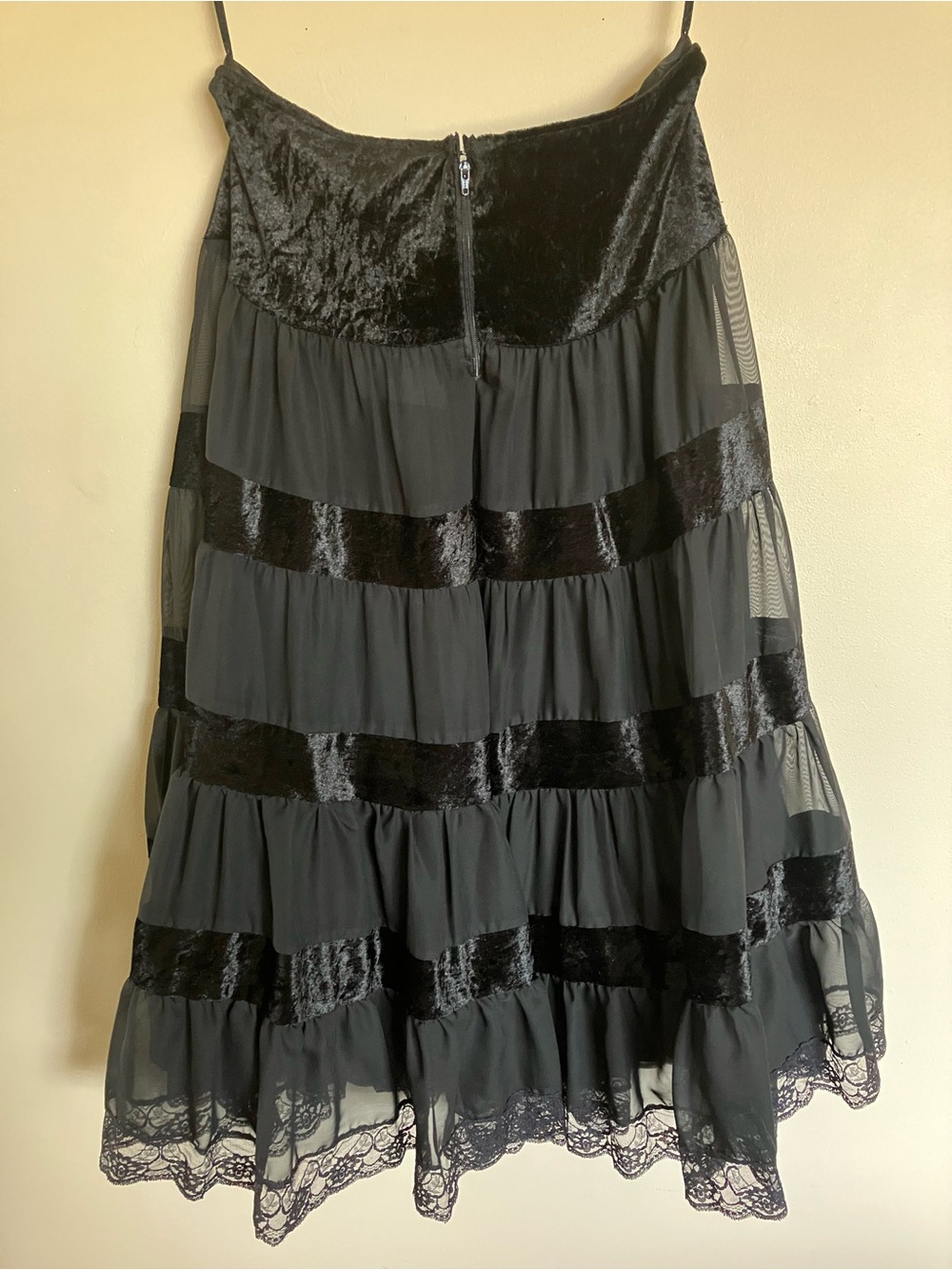 Black Velvet-Trim Tiered Skirt - Picture 4 of 6